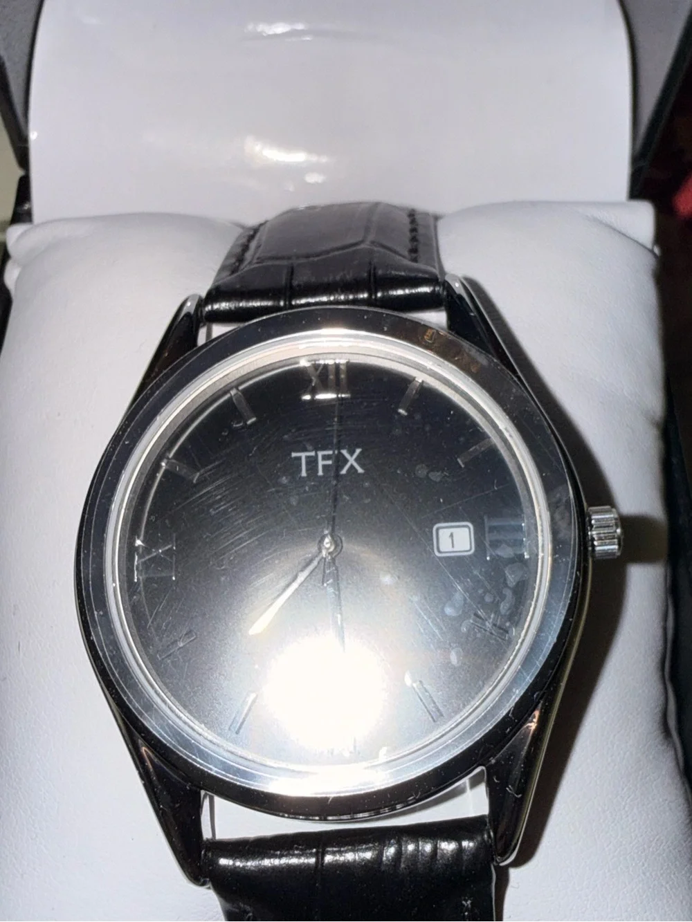 NIB TFX by Bulova Men's Black Dial Leather Strap Watch | Style 36B110